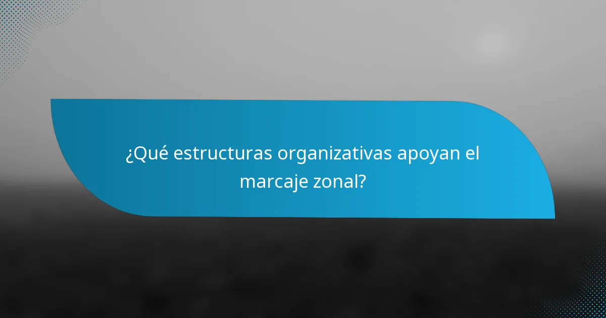 ¿Qué estructuras organizativas apoyan el marcaje zonal?